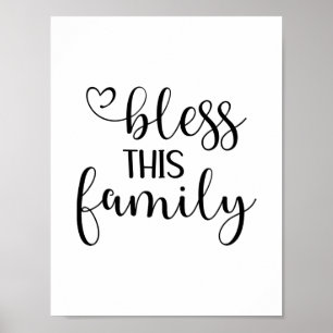 Modern bless this family quote typography poster