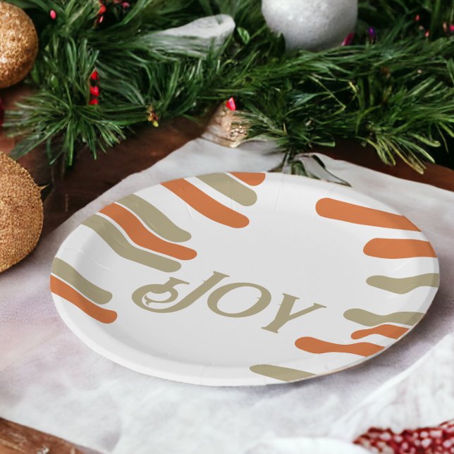 Modern Block Joy Christmas Paper Plate (Modern Block Joy Christmas Paper Plates from Ricaso )