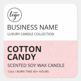 Modern Block Of Pink Cotton Candy Soy Candle Label
