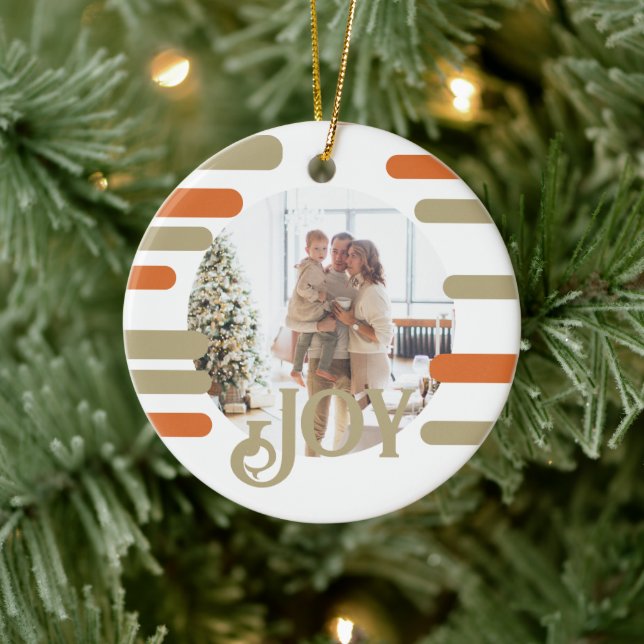 Modern Block Photo Christmas Personalised Ceramic Ornament (Tree)