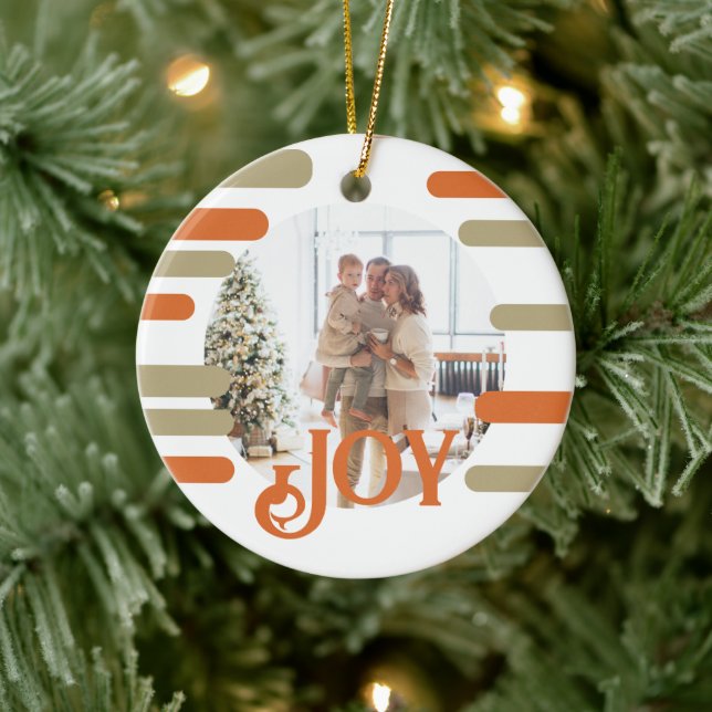 Modern Block Photo Christmas Personalised Ceramic Ornament (Tree)