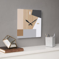 Modern Block Stripes Pattern Art On Faux Wooden