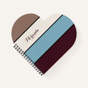 Modern Block Stripes Your Name Heart Shaped Notebook