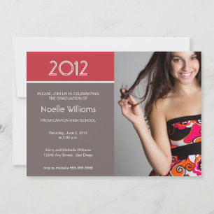 Modern Blocks Graduation Invitation - red