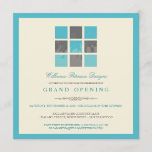 Modern Blocks Grand Opening Invitation (aqua)