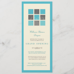 Modern Blocks Grand Opening Invitation (aqua)