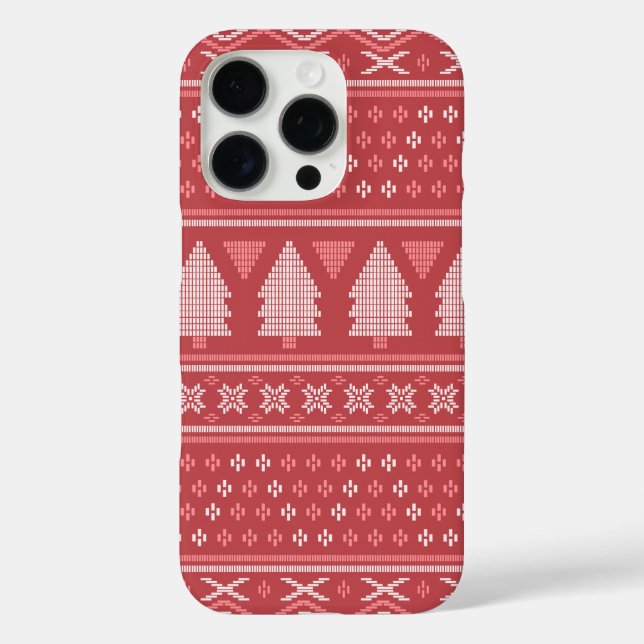 Modern Blocky Christmas Tree Pattern Case-Mate iPhone Case (Back)