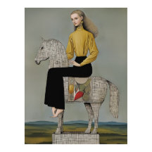 Modern Blonde Woman Horse Chess Elegant Abstract