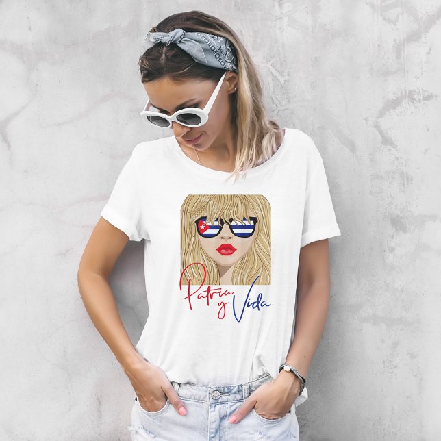 Modern Blonde Woman Patria y Vida T-shirt (Creator Uploaded)