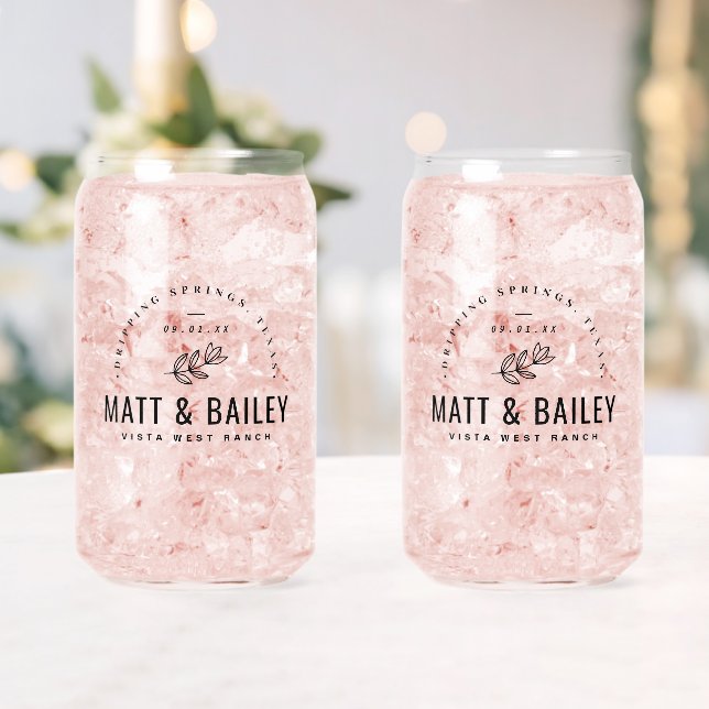 Modern Bloom Wedding Monogram Can Glass (Insitu (Wedding))