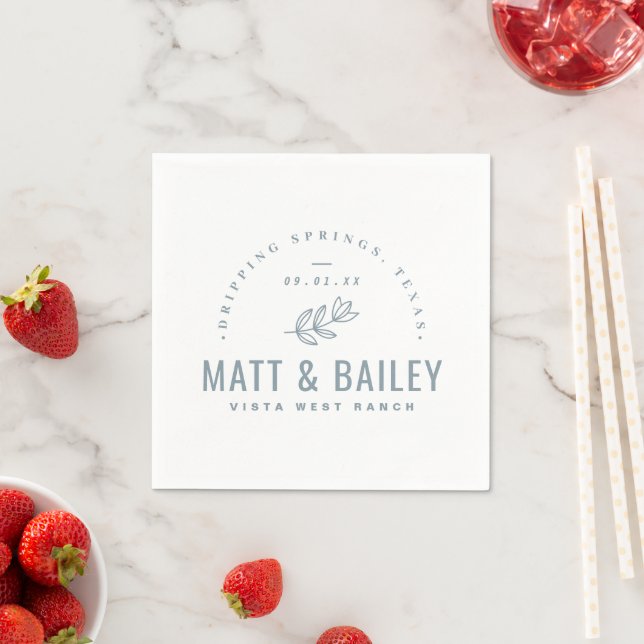 Modern Bloom Wedding Monogram | Dusty Blue Napkin (Insitu)