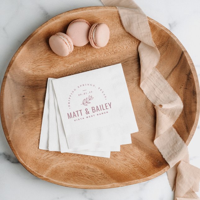 Modern Bloom Wedding Monogram | Mauve Napkin (Creator Uploaded)