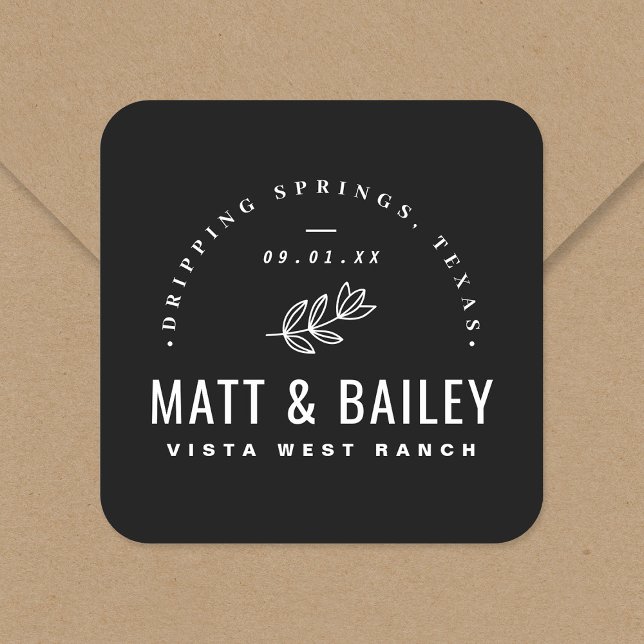 Modern Bloom Wedding Monogram Square Sticker (Creator Uploaded)