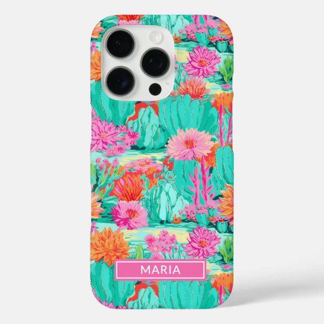 Modern Blooming Cacti Personalised Case-Mate iPhone Case (Back)