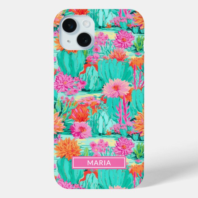 Modern Blooming Cacti Personalised Case-Mate iPhone Case (Back)
