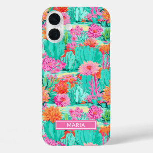 Modern Blooming Cacti Personalised iPhone 16 Plus Case