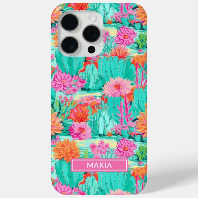Modern Blooming Cacti Personalized Case-Mate iPhone Case (Back)