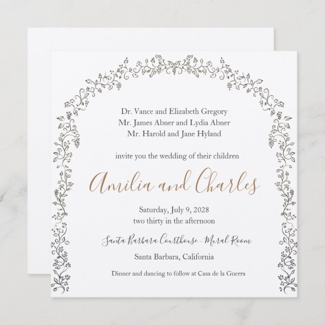 Modern Blooming Flowers Wedding invitation (Front/Back)