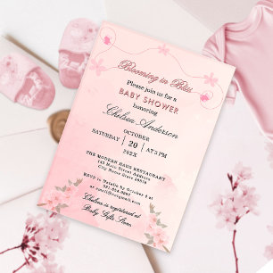 Modern Blooming in Bliss Blush Pink Baby Shower Acrylic Invitations