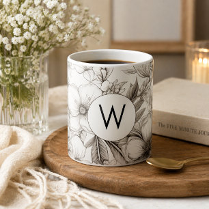 Modern Blooms Monogram  Coffee Mug