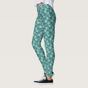 Modern Blossoms Floral in Aqua Leggings