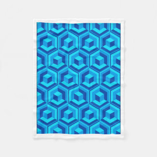 Modern Blue 3D Geometric Cube Pattern Baby Blanket