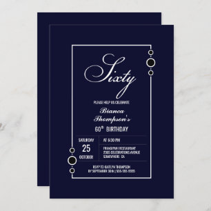 Modern Blue 60th Birthday Party Invitation