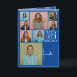 Modern Blue 8 Photo Collage 18th Birthday Card<br><div class="desc">Celebrate a milestone birthday with a modern and elegant eight-photo collage. This design captures cherished memories and adds a personal touch to an 18th birthday celebration,  making it a keepsake to treasure.</div>