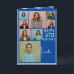 Modern Blue 8 Photo Collage 18th Birthday Card<br><div class="desc">Celebrate a milestone birthday with a modern and elegant eight-photo collage. This design captures cherished memories and adds a personal touch to an 18th birthday celebration,  making it a keepsake to treasure.</div>