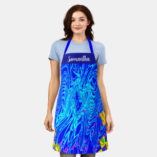 Modern Blue Abstract Art Painting Apron
