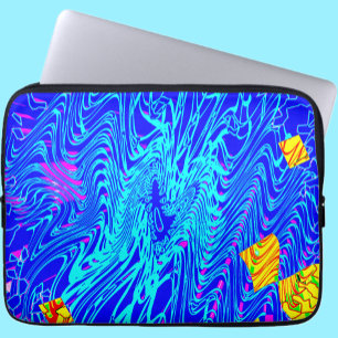 Modern Blue Abstract Art  Painting Laptop Sleeve