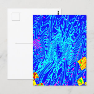 Modern Blue Abstract Art  Painting Postcard