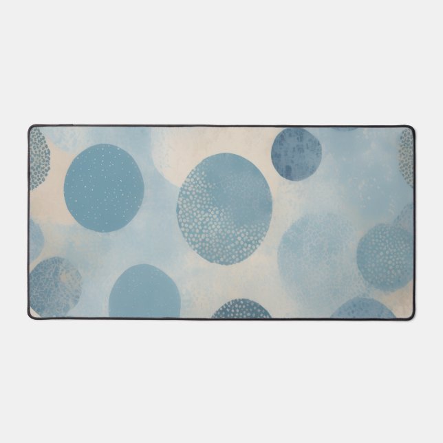 Modern Blue Abstract Dot Desk Mat (Front)