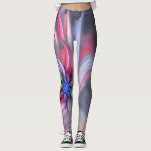 Modern blue abstract flower leggings