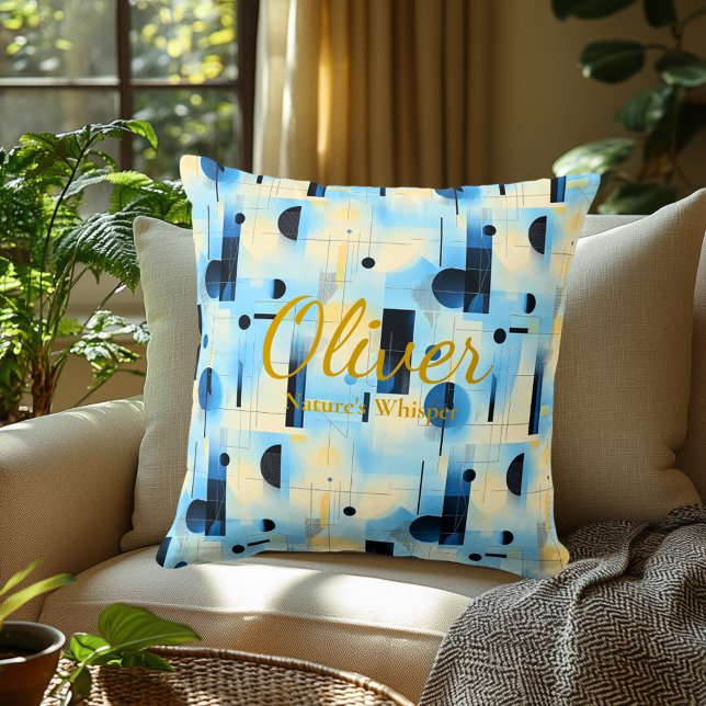 Modern Blue Abstract Geometric Pattern Design Cushion (Creator Uploaded)