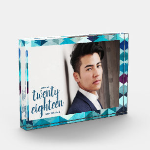 Modern Blue Abstract Graduate Class of Photo Block