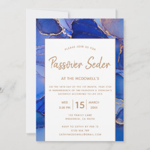 Modern Blue Abstract Passover Seder Invitation