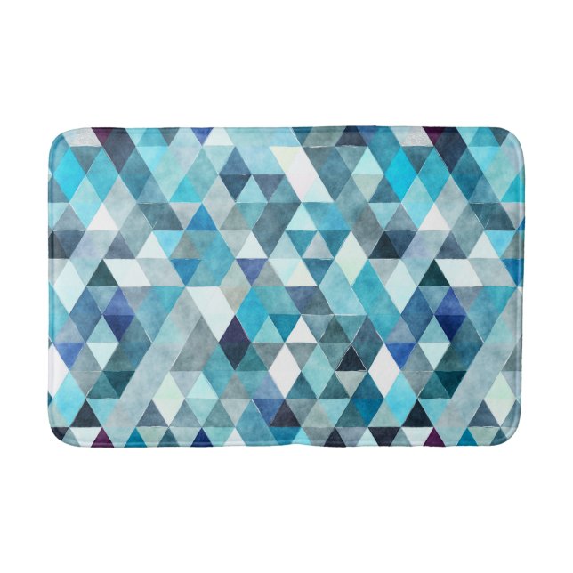 Modern Blue Abstract Pattern Bath Mat (Front)