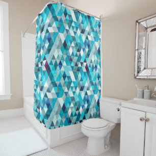 Modern Blue Abstract Pattern Shower Curtain