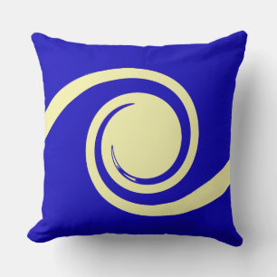 Modern Blue & Almost White Abstract Waves Cushion
