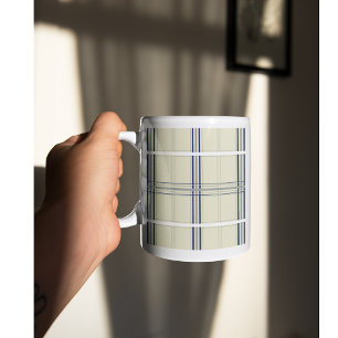 Modern Blue and Beige Tartan Plaid Coffee Mug