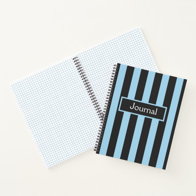 Modern Blue and Black Bold Stripes Notebook (Inside)