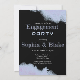 Modern Blue and Black Fun Engagement Party Invitation