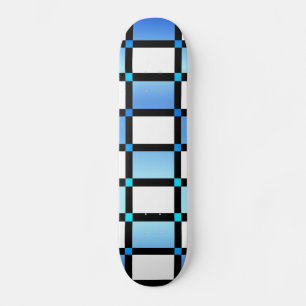 Modern Blue And Black Square Tiles Skateboard