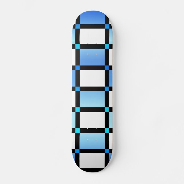 Modern Blue And Black Square Tiles Skateboard (Front)