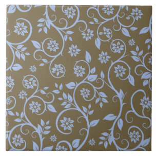 modern blue and brown floral pattern ceramic tile
