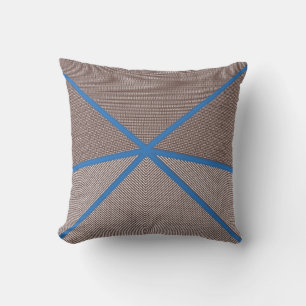 Modern Blue and Brown Geometric Outdoor Pillow