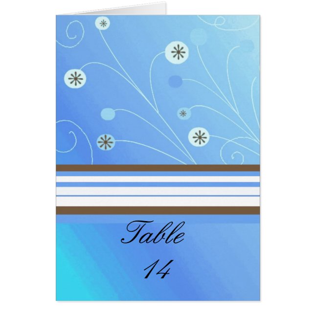 Modern Blue and Brown Table Seating Card (Front)