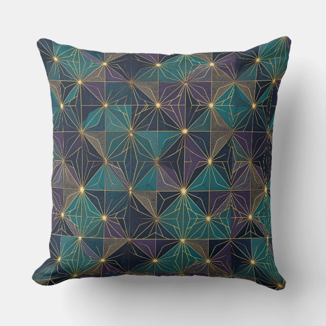 Modern Blue And Gold Design Cushion (Front)