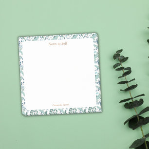 Modern Blue and Green Botanical Border Sticky Post-it Notes